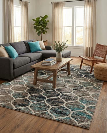  7' 10 x 10' Lattice Frieze Rug