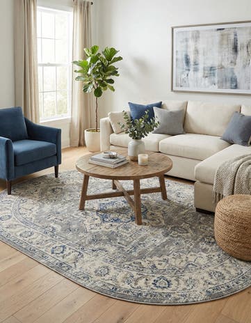 Ivory and Gray Finsbury Oval Rug