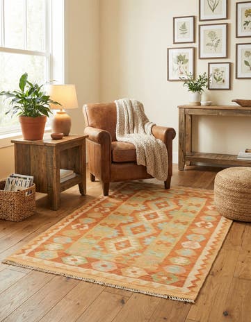 3' 2 x 5' Hand Woven Kilim Waziri Wool Rug