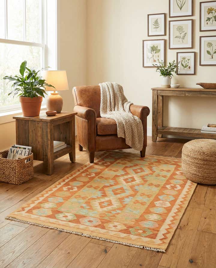 3' 2 x 5' Hand Woven Kilim Waziri Wool Rug