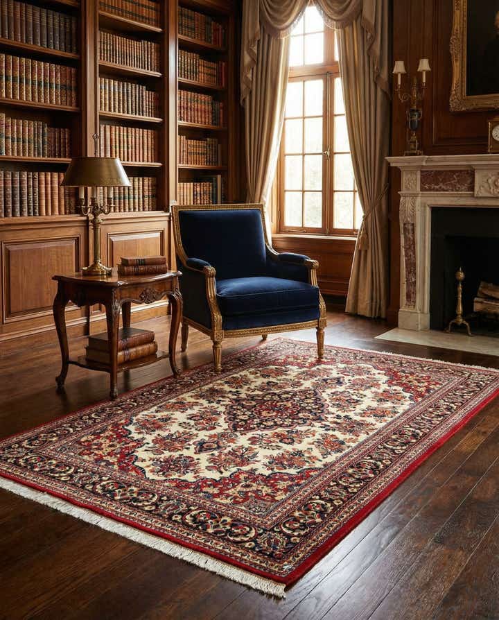 4' 5 x 6' 6 Hand Knotted Qom Persian Rug