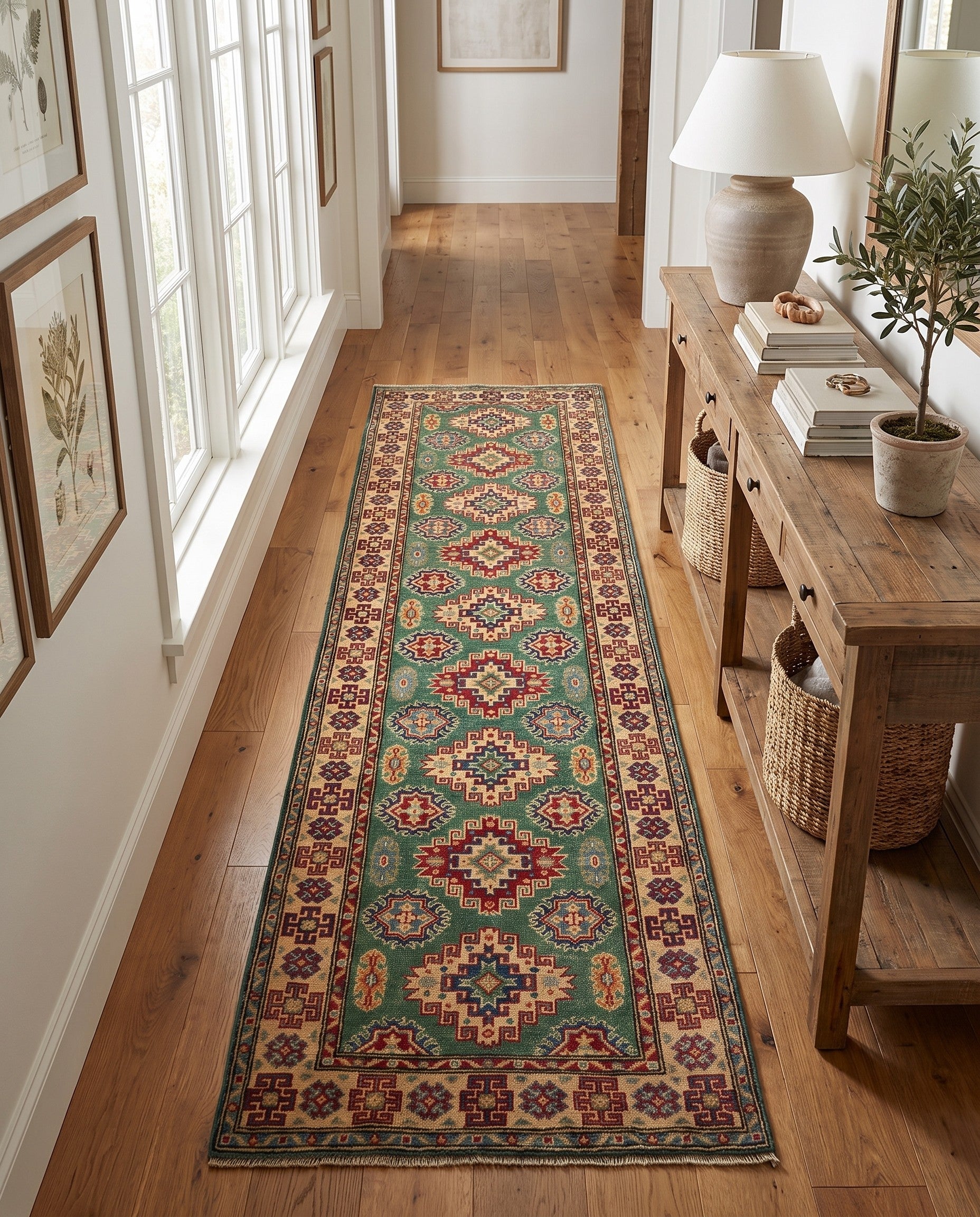 2' 7 x 9' 7 Hand Knotted Kazak Runner Rug