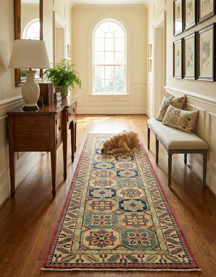 Detail image of 2' 8 x 9' 7 Hand Knotted Kazak Runner Rug