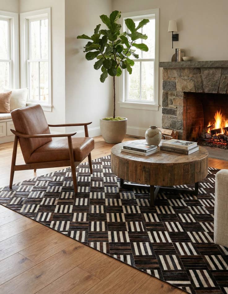 Detail image of 5' 11 x 6' 7 Cowhide Stocks Square Rug