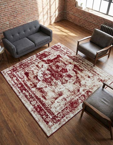 Burgundy Monte Carlo Square Rug