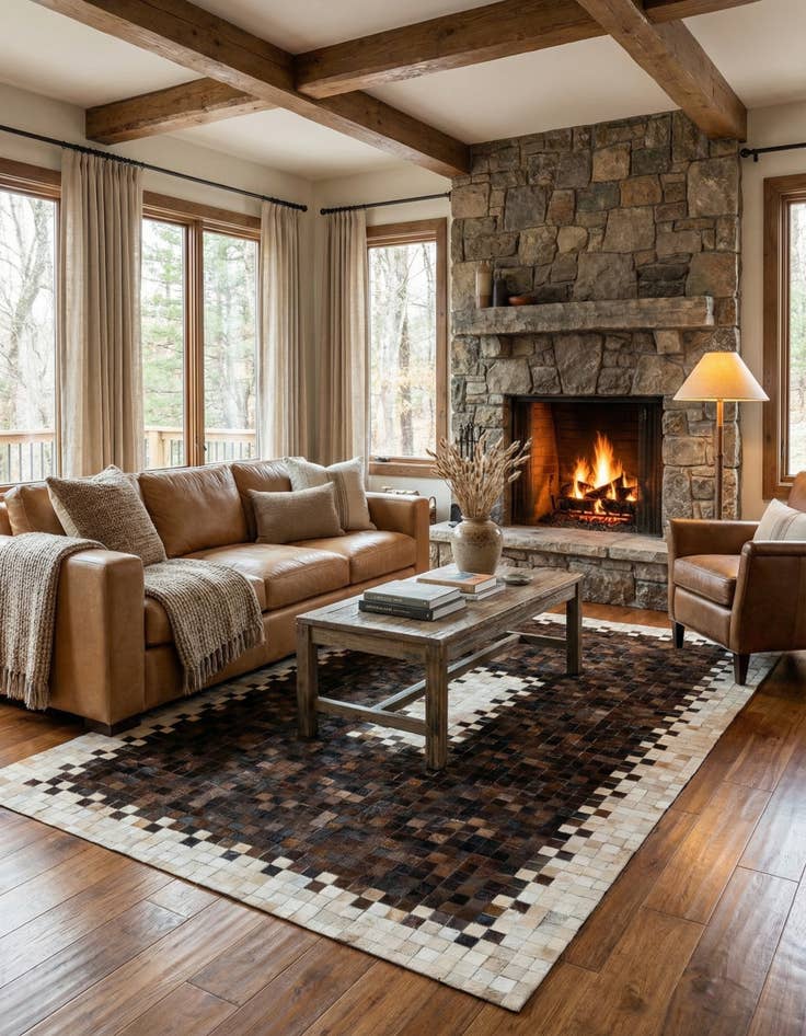 Detail image of 5' 1 x 8' 2 Cowhide Stocks Rug