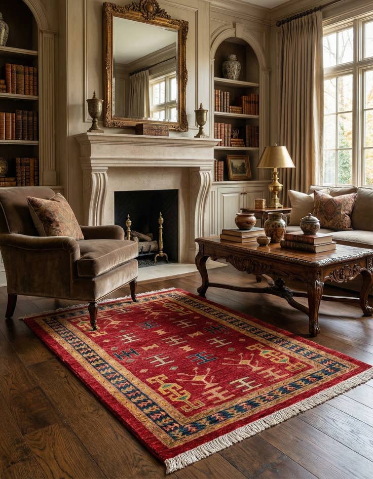 Detail image of 3' 5 x 5' 3 Hand Knotted Ziegler Wool Rug