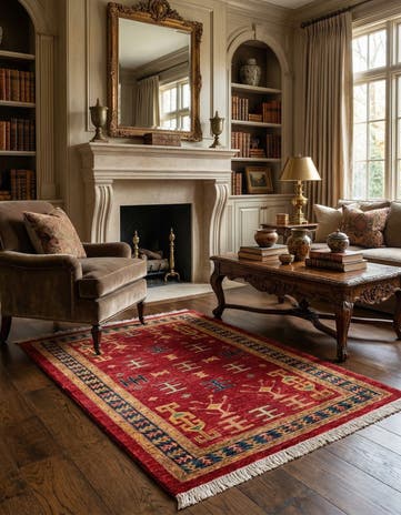 3' 5 x 5' 3 Hand Knotted Ziegler Wool Rug