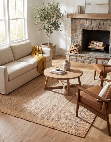 Gray Brown Handmade Braided Jute Rug