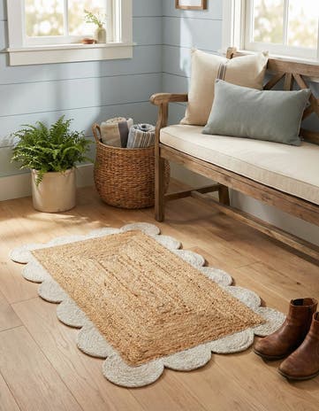2' x 3' 1 Handmade Scallop Braided Jute Rug