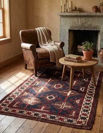 3' x 4' 6 Hand Knotted Balouch Persian Wool Rug