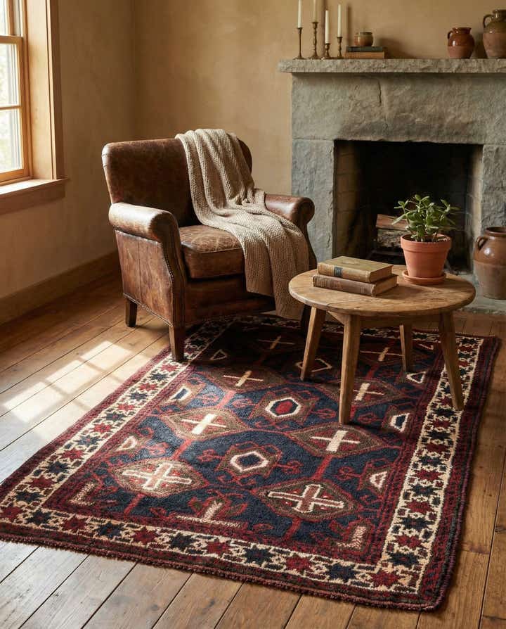 3' x 4' 6 Hand Knotted Balouch Persian Wool Rug