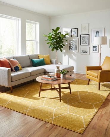  7' x 7' Lattice Frieze Square Rug