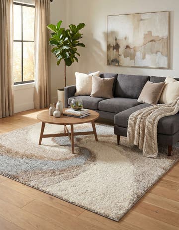 Khaki Soft Touch Shag Square Rug