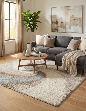 Khaki Soft Touch Shag Square Rug