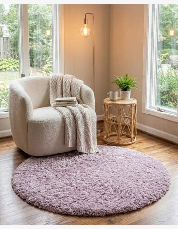 Lavender Infinity Shag Round Rug