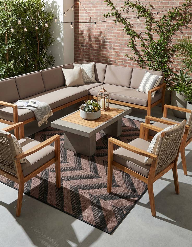 Detail image of 6' x 6' Washable Modern Indoor / Outdoor Square Rug