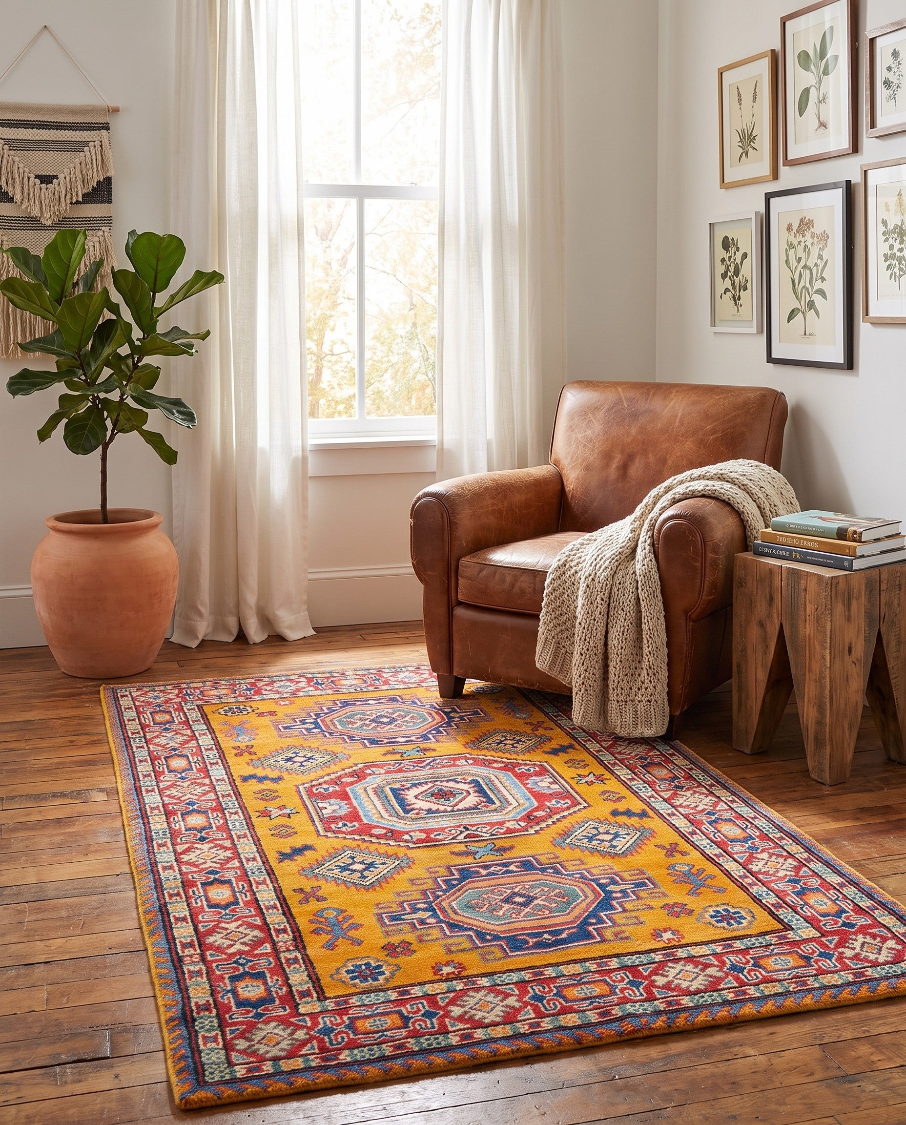 3' 2 x 5' 2 Hand Knotted Kazak Rug
