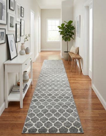 Dark Gray Lattice Runner Rug