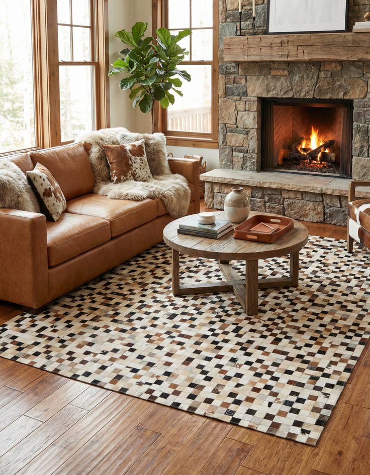 Detail image of 8' 2 x 9' 11 Cowhide - Patchwork Rug