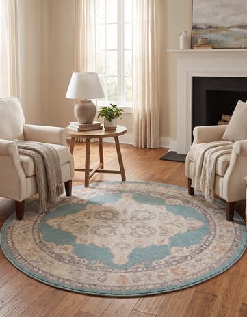 Aqua Blue Parker Round Rug