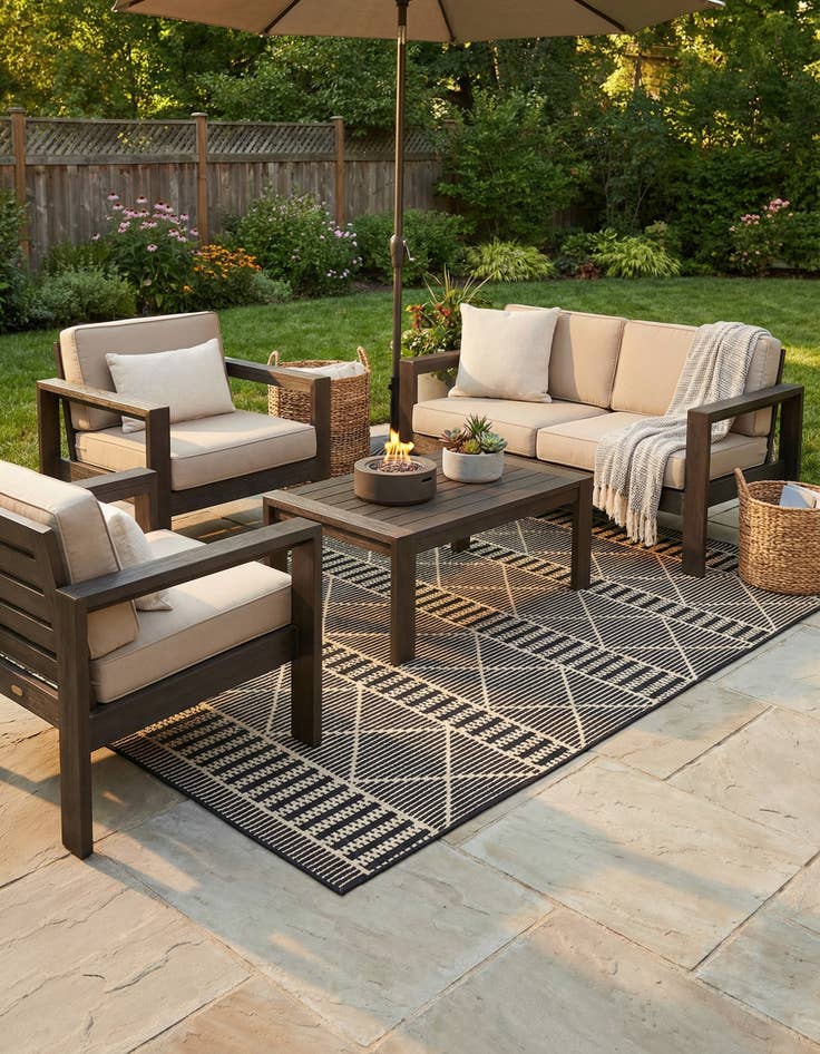 Detail image of 5' 3 x 8' Washable Lattice Indoor / Outdoor Rug