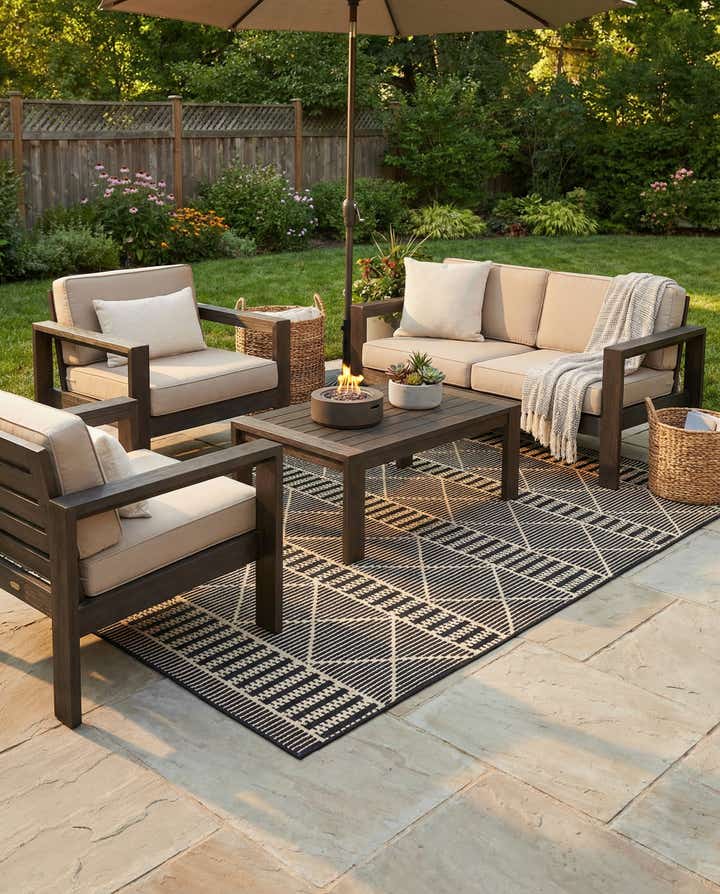 5' 3 x 8' Easy-Clean Trellis Indoor / Outdoor Rug