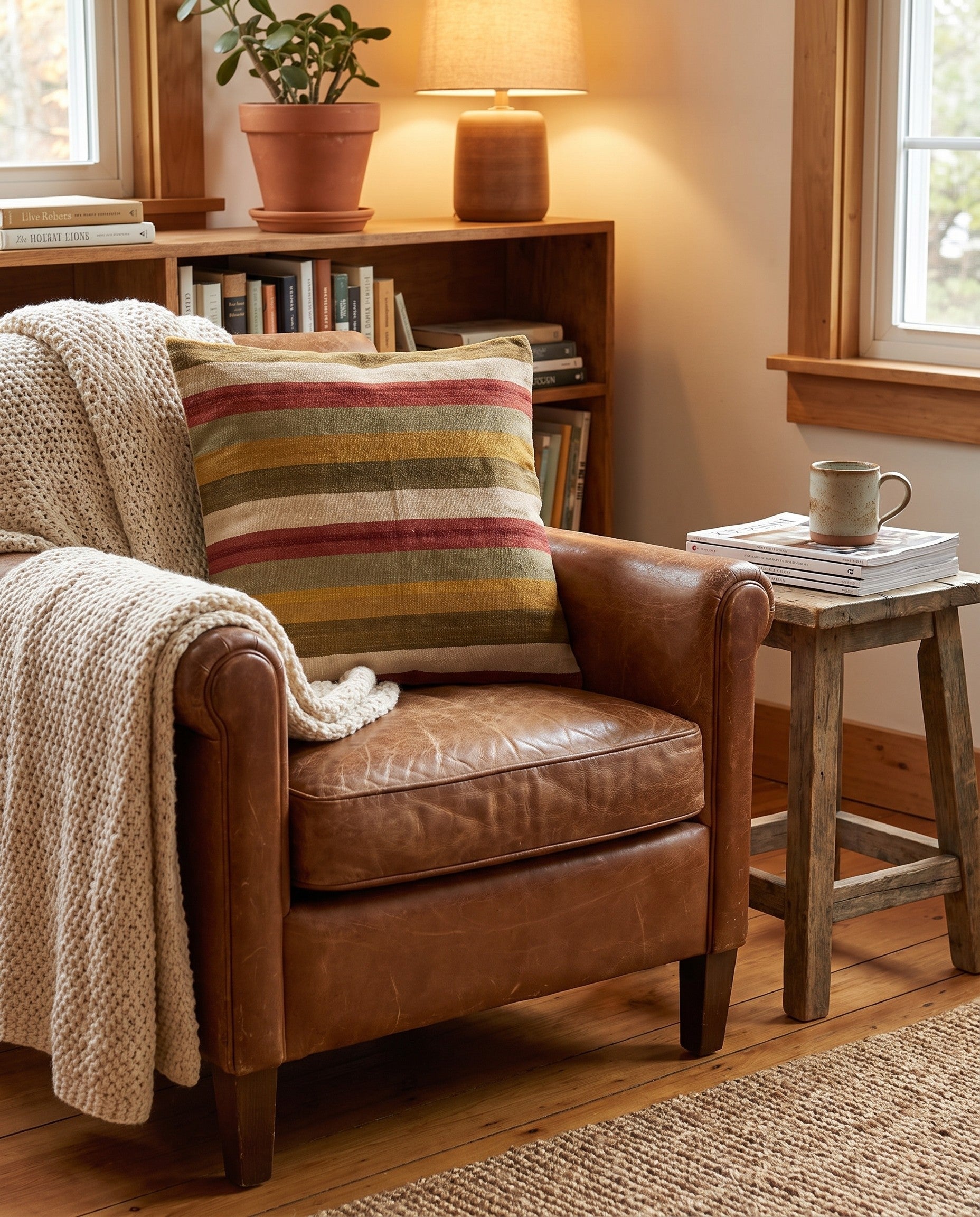 95cm x 100cm Hand Woven Pillow Wool Square Rug