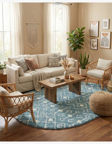 7' 10 x 10' Moroccan Trellis Shag Oval Rug