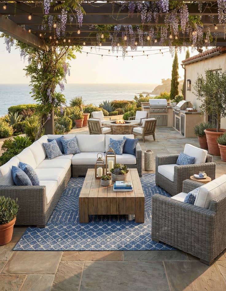 Detail image of  13' x 13'  Washable Lattice Indoor / Outdoor Square Rug