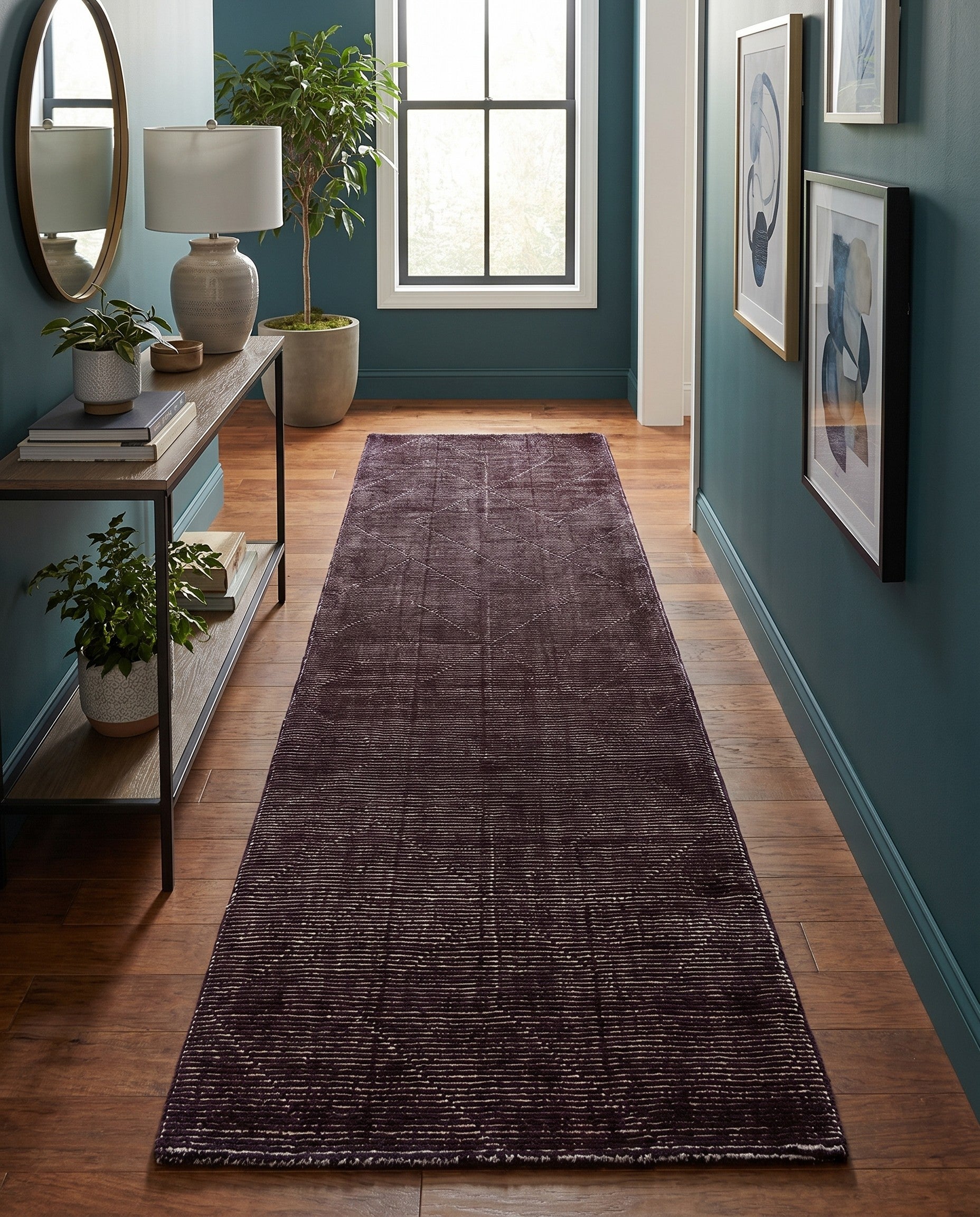 Jet Black WoolCraft Geometric Runner Rug