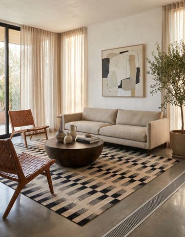 6' 2 x 7' 7 Hand Woven Kilim Modern Wool Square Rug