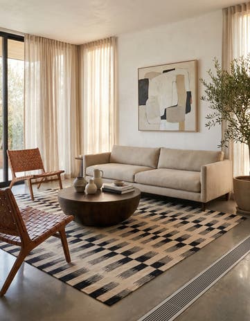 6' 2 x 7' 7 Hand Woven Kilim Modern Wool Square Rug
