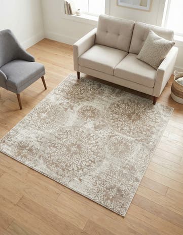 Beige Monte Carlo Square Rug