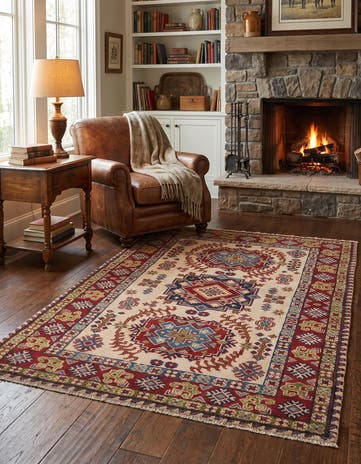 3' 7 x 5' 1 Hand Knotted Kazak Rug