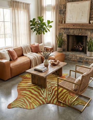 6' 8 x 7' 6 Cowhide Leather Square Rug
