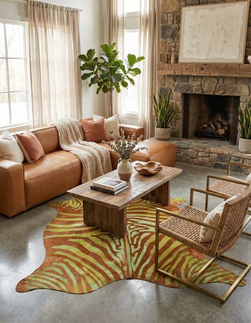 6' 8 x 7' 6 Cowhide Leather Square Rug