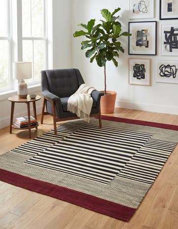 4' 2 x 5' 10 Hand Woven Kilim Modern Wool Rug