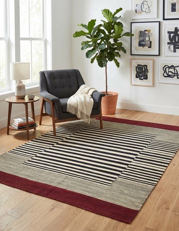 4' 2 x 5' 10 Hand Woven Kilim Modern Wool Rug
