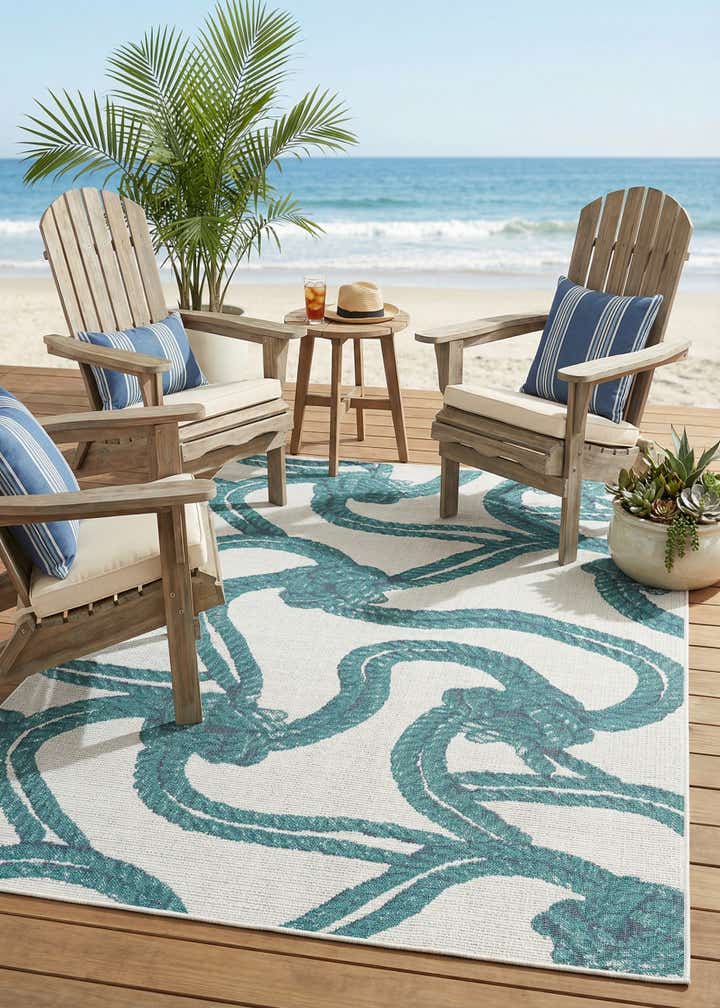 5' 3 x 8' Easy-Clean Coastal Indoor / Outdoor Rug