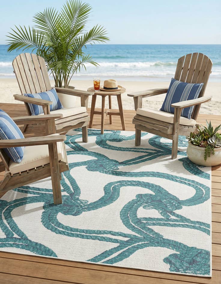 Detail image of 5' 3 x 8' Easy-Clean Coastal Indoor / Outdoor Rug