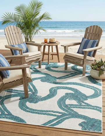 5' 3 x 8' Easy-Clean Coastal Indoor / Outdoor Rug