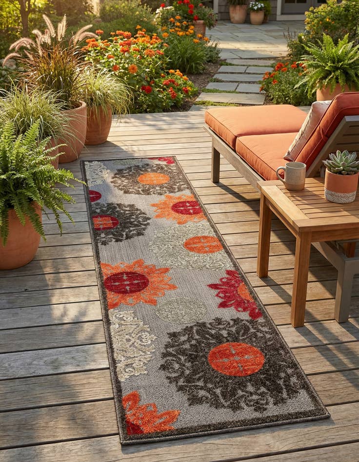 Detail image of 2' x 8' Washable Modern Indoor / Outdoor Runner Rug