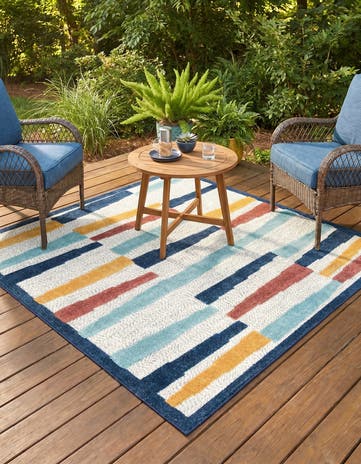 Ivory Easy-Clean Belize Indoor / Outdoor Square Rug