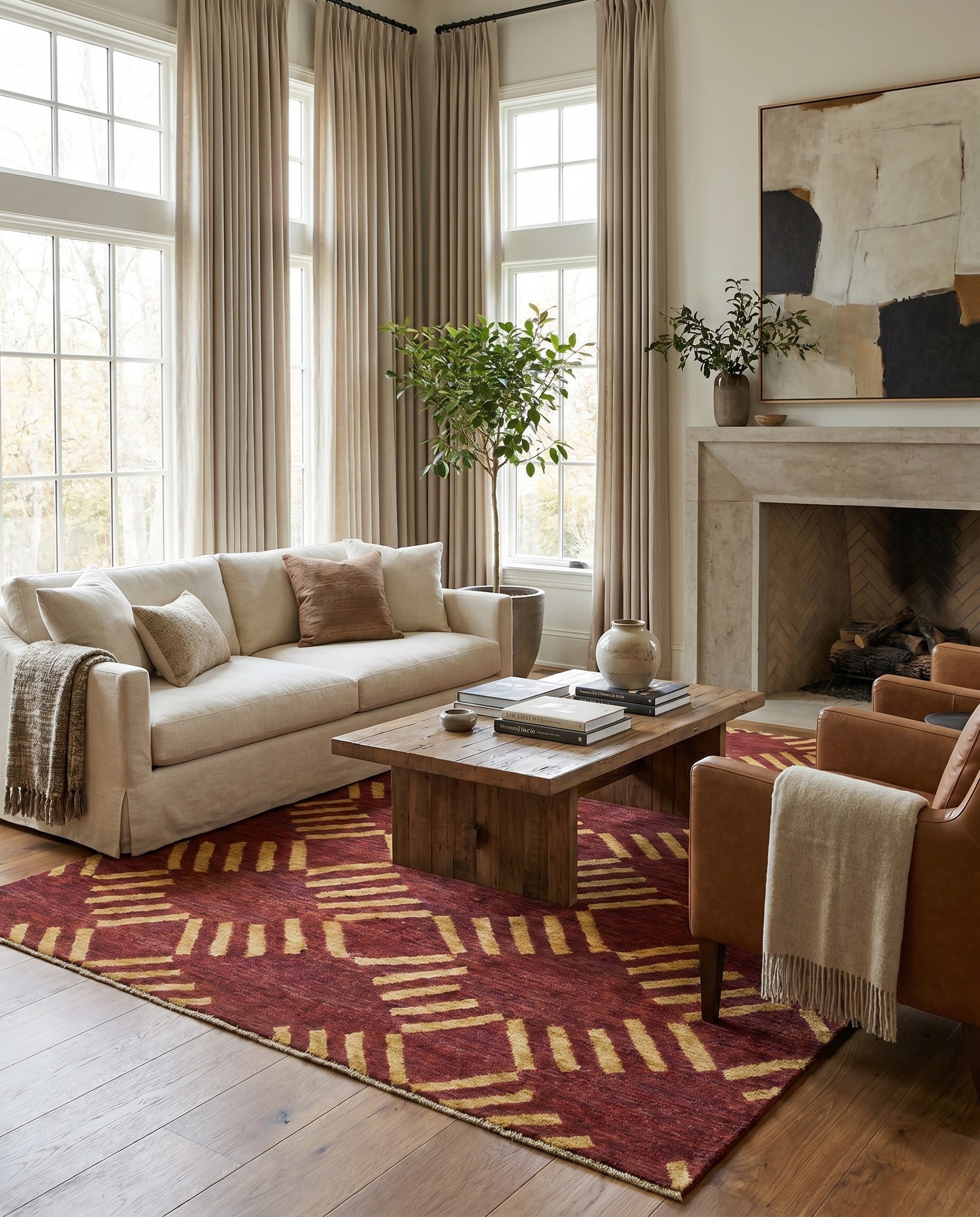 5' x 6' 5 Hand Knotted Modern Ziegler Rug