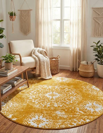 Yellow Monaco Round Rug