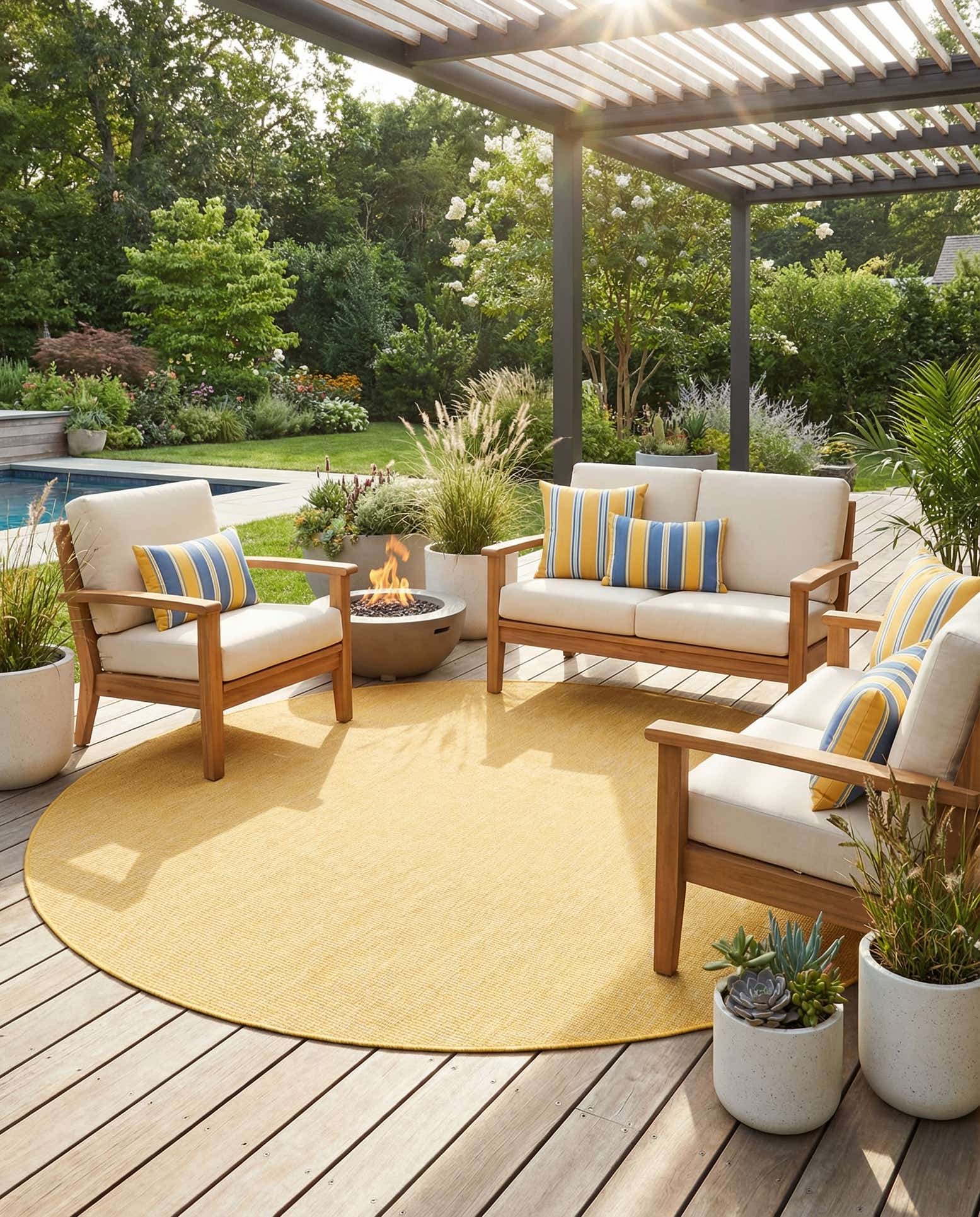7' 10 x 7' 10 Easy-Clean Solid Indoor / Outdoor Round Rug