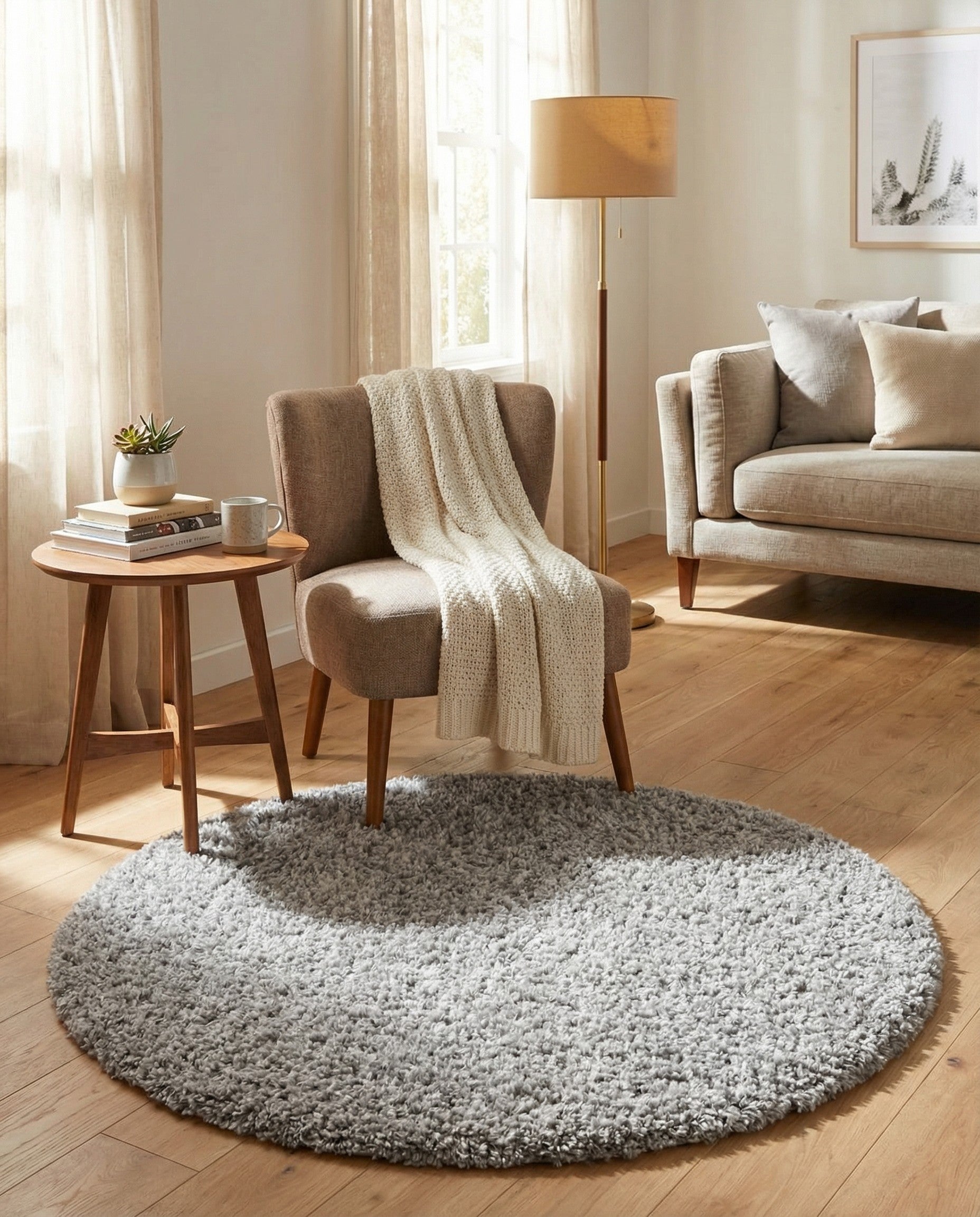 3' 2 x 3' 2 Zermatt Shag Round Rug