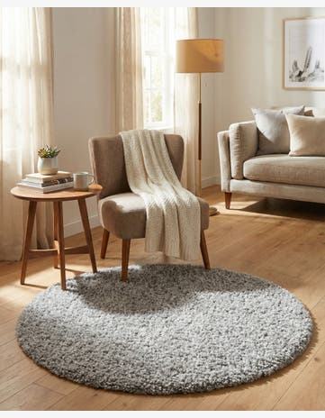 LGrey Zermatt Shag Round Rug