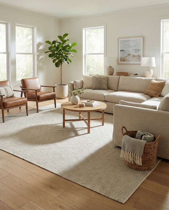 10' x 10' Hand Woven Geo Trellis Flatweave Square Rug